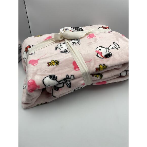 Berkshire Peanuts Valentines Balloons Snoopy Woodstock Twin Blanket 60"x90" NEW - Picture 4 of 6
